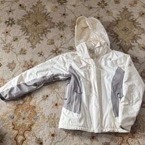 The North Face Kids White & Light Gray Hooded Rain Jacket